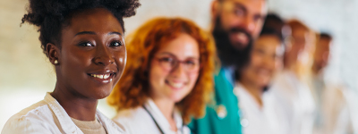 Home Health Software | Care givers standing in a line - Netsmart myUnity® home health EHR software for clinical documentation, scheduling, and billing