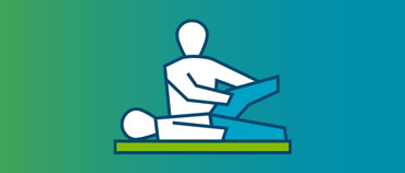 Graphic of physical therapist providing care to patient