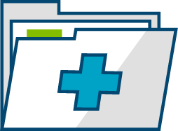 Icon of file folder representing continuity of care documents - Netsmart provides HIE software and EHR interoperability solutions through its healthcare interoperability platform