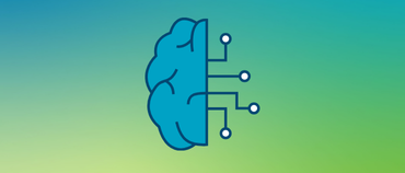 Graphic animation of brain with computer circuitry